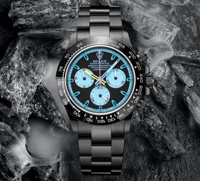 ROLEX Daytona 40*12.3MM 904L Steel 7750 Movement Rainbow Bezel Black with Blue Watch